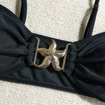 Sexy White Black Skirt 3 Piece Bikini Set 2025 Women Starfish Ornament Push Up High Waist Swimsuit Beach Bathing Suit Swimwear