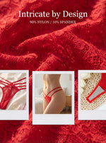 New 2 pcs Ladies' New Lace Sexy Black And Red Hollow cross Sexy Set Thong Underwear Sexy thong C878