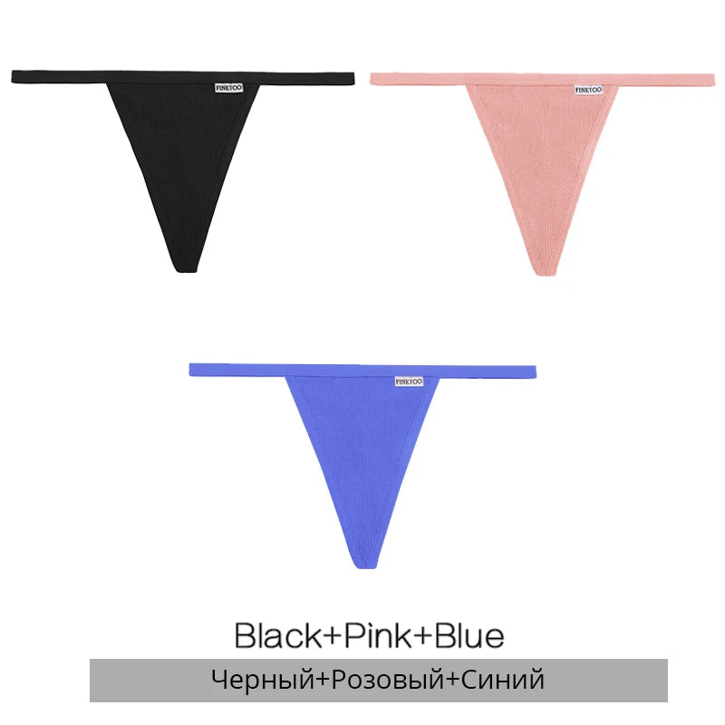 3Pcs/set Cotton Thongs M-XL Sexy Bikini Panties Women T-Back Underpants Girls Low Waist G-string Underwear Female Lingerie 2022