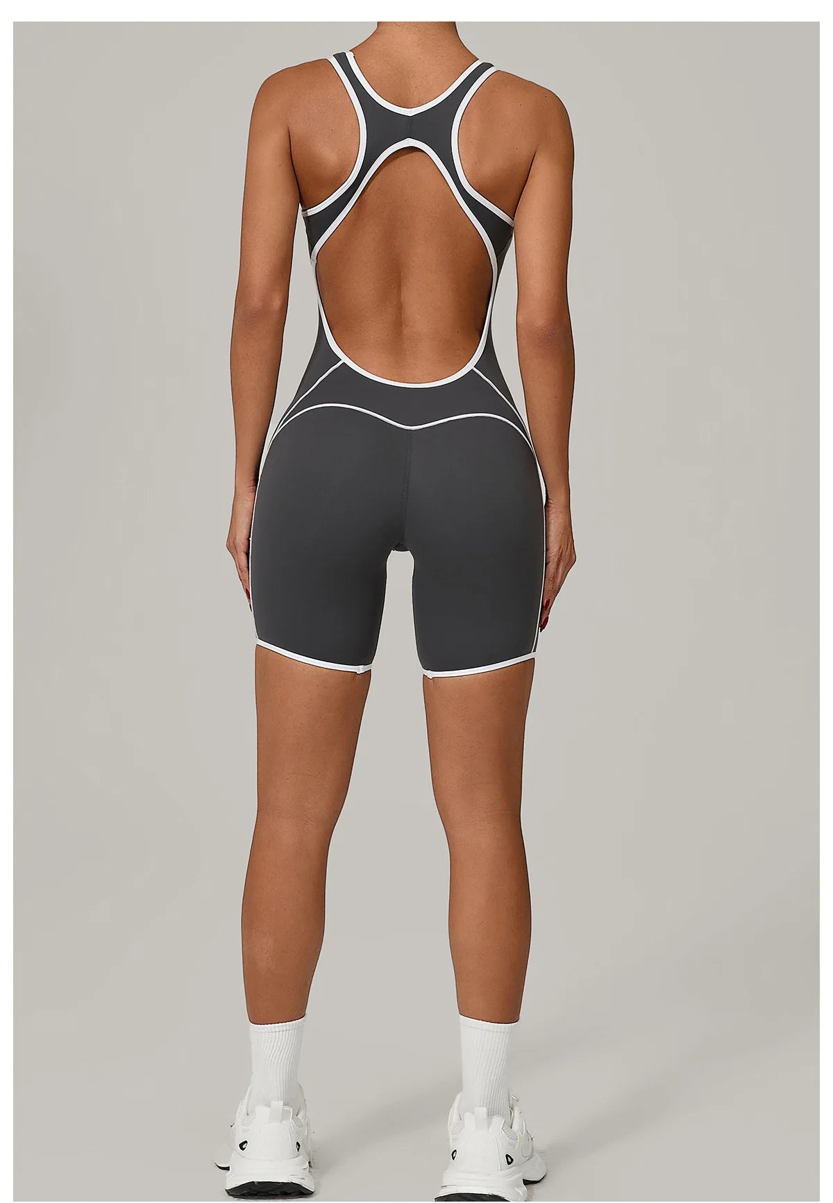 Sexy Sleeveless Backless Scrunch Yoga Jumpsuit Women Black Contrast Hollow One Piece Sports Suit Tight Fitness Sports Overalls