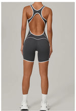 Sexy Sleeveless Backless Scrunch Yoga Jumpsuit Women Black Contrast Hollow One Piece Sports Suit Tight Fitness Sports Overalls