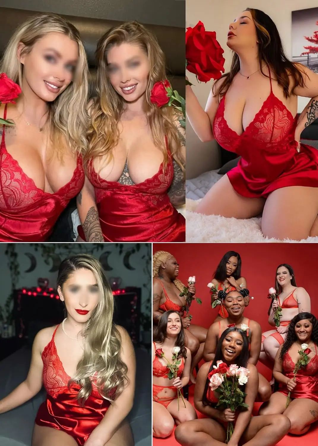 Women Sexy Satin Lace Nightdress Babydoll Lingerie V-Neck Sleeveless Sleepwear Pajama Dress