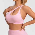 NCLAGEN Asymmetric Sports Bra High Support Backless Gym Top Women Halter Fitness Running Workout Clothes Sexy Seamless Underwear