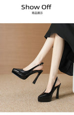 Baotou Slingbacks Sandals Women's Summer 2026 New Pointed Thin Heel High Heels for Ladies Waterproof Table Not Tired Foot Shoes