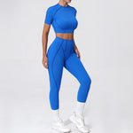 2PCS Yoga Suit Sports Set Women Quick-Drying Gym Set Women Tracksuit Running Workout Long Sleeve Sports Shirt Yoga Clothing