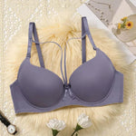 Beauwear Solid Color T-shirt Bras for Women Padded Bra Push Up Cross Straps Bow Underwear