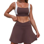 Women's Seamless Yoga Set Bra Short-skirt 2 Piece Set Slim Fit High Waist Beautiful Back Tracksuit Sports Running Fitness Suit
