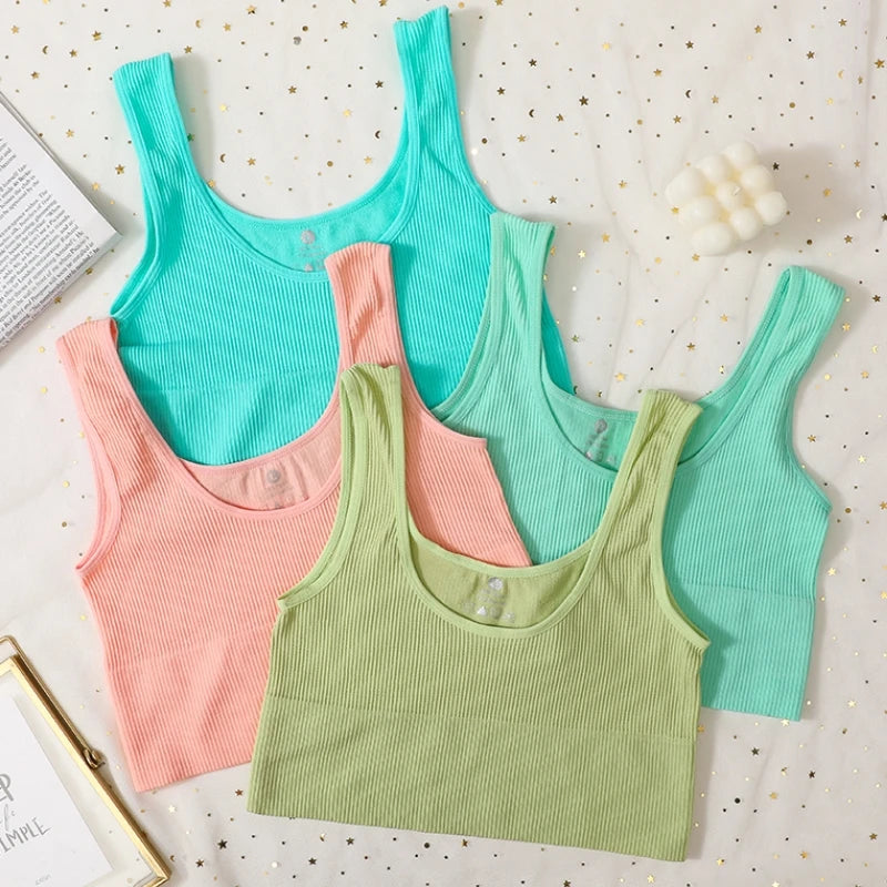 Seamless Bras For Women Streetwear Rib Sports Tank Top Sexy Lingerie No Pads Crop Top Female Fitness Underwear