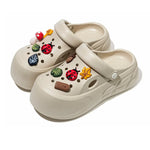 Women Fashion Clogs DIY Cartoon Charms Platform Shoes Woman Home Street Slippers Soft EVA Girls Daily Walking Beach Sandals