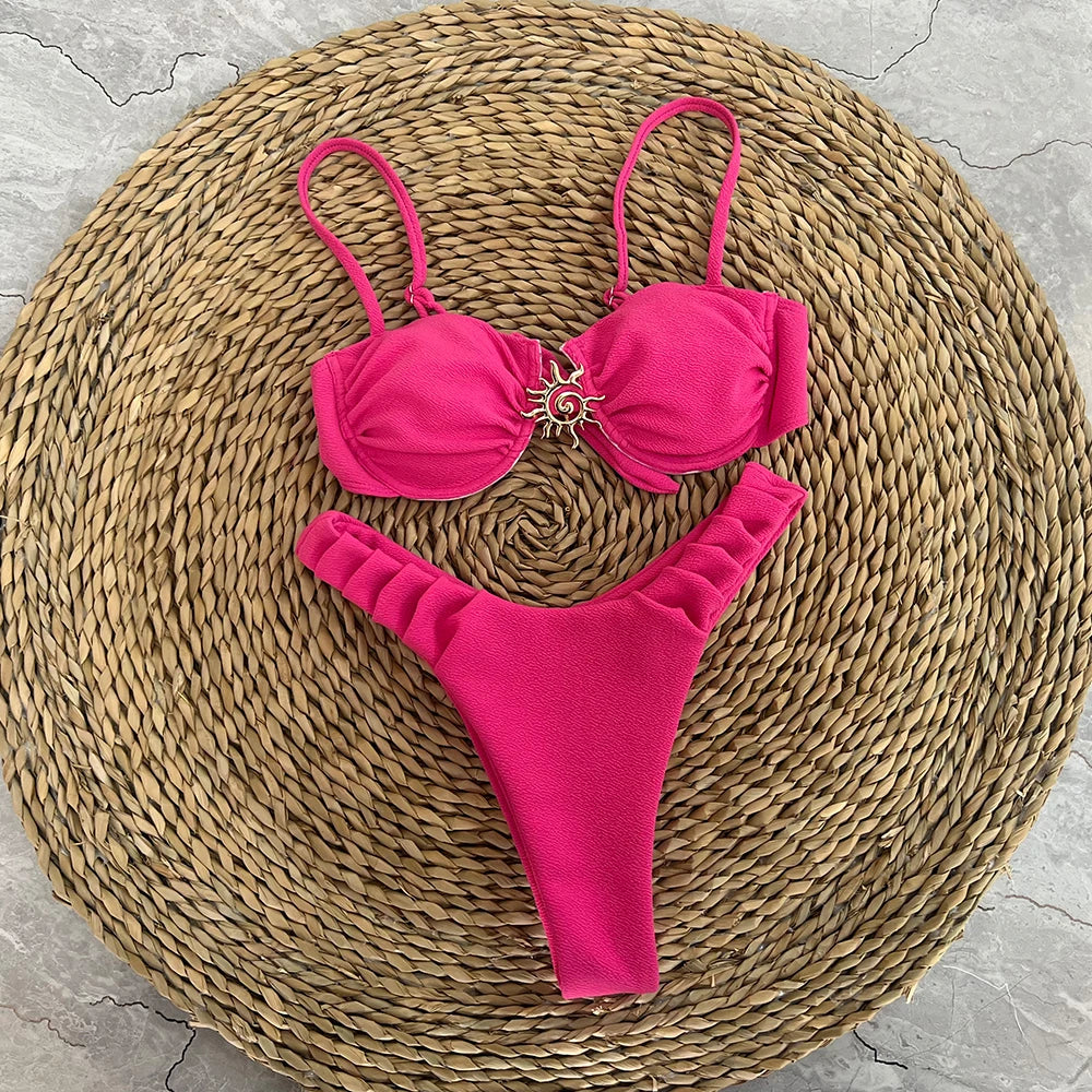 Push Up Bikinis 2025 Sexy Women Swimsuit Swimwear Female White Thong Bikini Set Biquini Bathing Suit Swimming Suits Beachwear