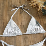 Sexy Red Shiny Triangle Micro Thong Bikinis Sets for Women Mini Swimwear Bathing Suits String Halter Bikini Mujer Swimsuit 2026