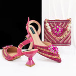 Doershow new come Matching Women Shoe and Bag Set Decorated gold Nigerian Shoes and Bag Set Italy Shoes and Bag set !HFG1-1