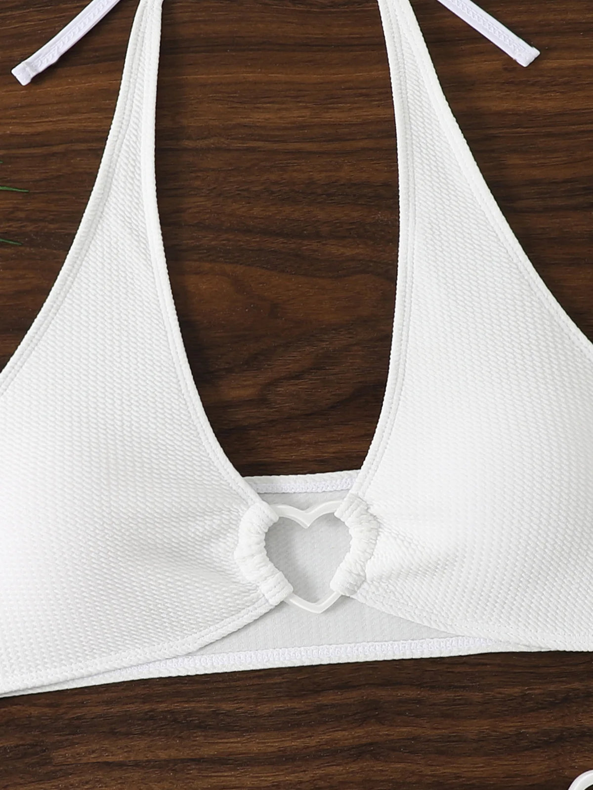 White Thong Bikinis Women 2025 Heart Ring Linked Two Pieces Swimsuit Halter Separate Bikini Set Swim Bathing Suits Beach Wear