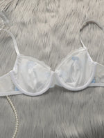 Ladies' New Sexy Thin Version With Steel Rim 3/4 Cup Knitted White Lifting And Gathering Two-Piece Set MR2562