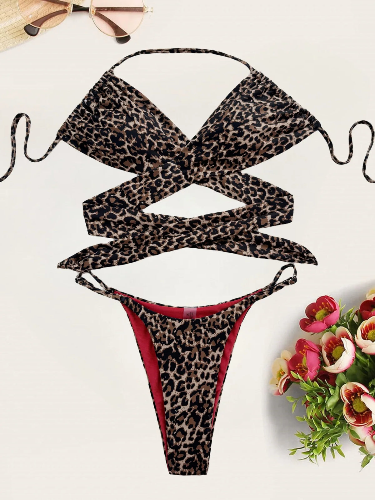 DEKA Leopard Mini Micro Bikini Set Printed Halter Swimwear Women Brazilian Female Swimsuit Two-piece Bather Bathing Suit Swim