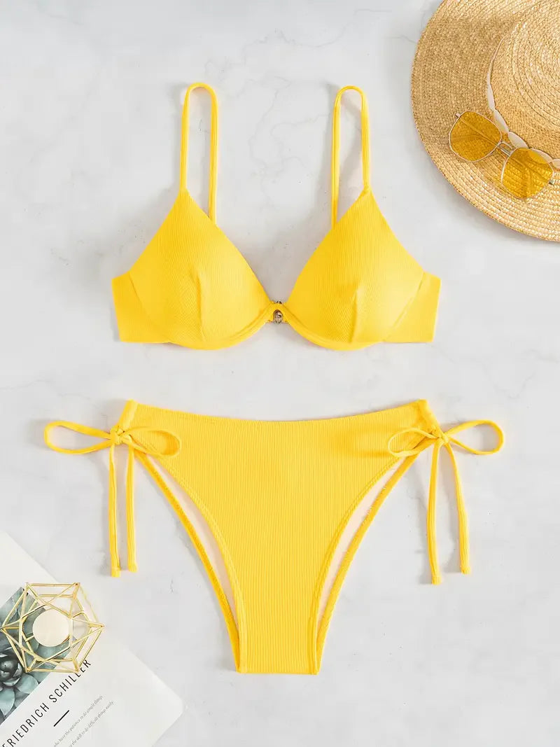 ZTVitality Solid Underwire Sexy Bikini 2025 New Arrival Biquini Padded Push Up Bandage Swimsuit Women Swimwear Summer Beachwear
