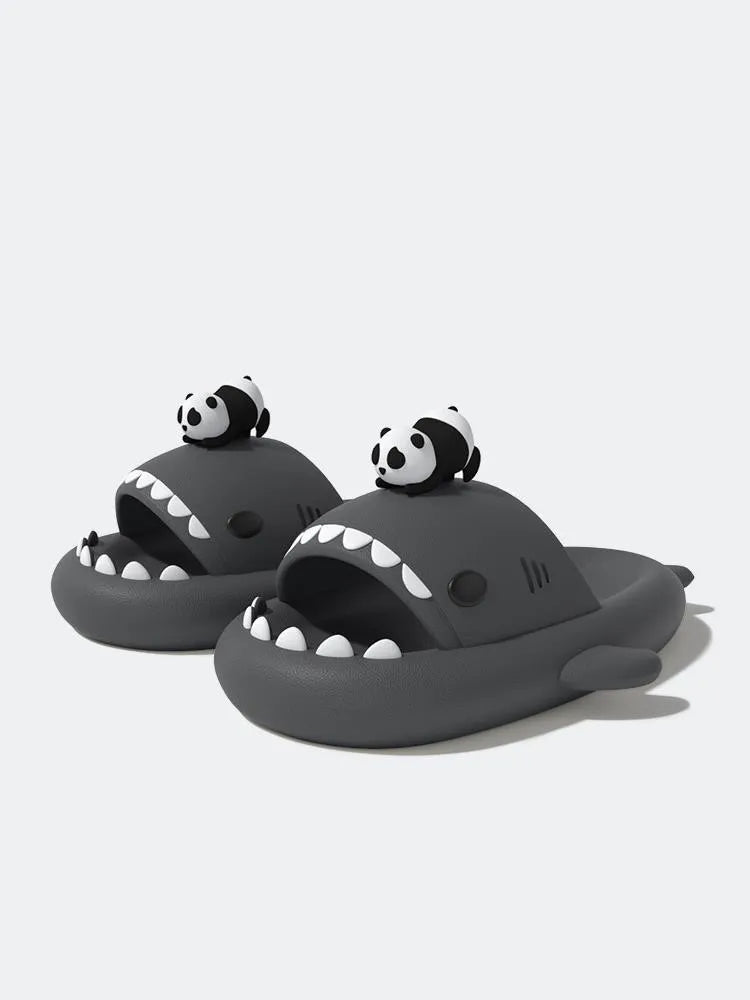 4cm Thick Sole Shark Slippers For Women Men Indoor Beach Slides Cute DIY Night Glowing Lantern Couples Summer Street Sandals