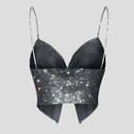 Toucheart Sexy Bow Knot Rhinestones Perspective Suspender Bra For Women Sexy Hottie Fishing Slit Lining Sleeveless Backless Bra