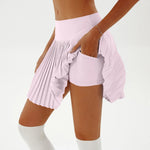 Women's Pleated Skirt Yoga High Waist Anti-Slip Tennis Skirt Double Layer Non-Slip Solid Colour Badminton Golf Short Skirts 2025