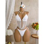 New Hollow Out Tankini Halter Bikini Female Swimsuit Women Swimwear Strappy Bather Bathing Suit Swim Two-pieces Bikini set K8076