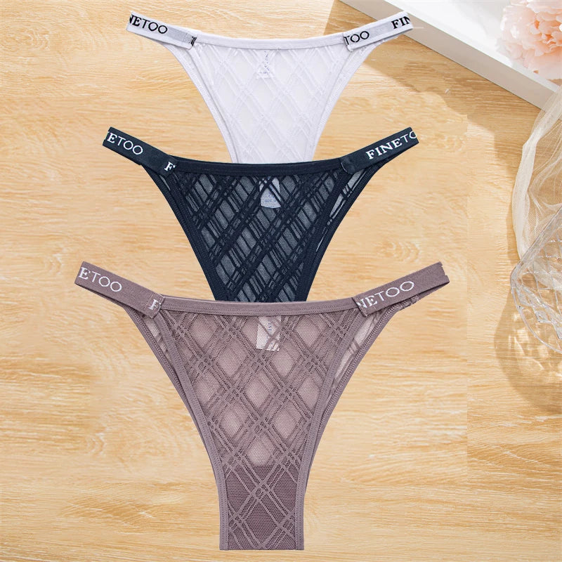 3Pcs/Set Cotton Panties Women Letter Belt Lace Sexy Briefs Seamless Low Rise Underwear Ladies M-XL Underwear Girls Lingerie New