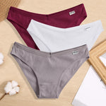3PCS Women Cotton Panties Female Sexy Intimates Low Rise G-String Thongs Ladies Bikini Girl Solid Color Underwear Soft Lingerie