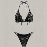 S - XL Three-pieces Bikini set With Skirt Flowers Sequins Bikini Female Swimsuit Women Swimwear Bather Bathing Suit Swim V7864