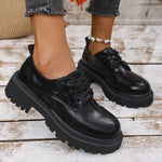 Women Spring New Black Platform Flats Shoes Women Loafers Slip on Boat Shoes Designer Casual Leather Oxfords 2026