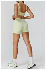Quick Dry High Waist Yoga Shorts Contrast Color Blocking Splicing Training Sports Pants Push Up Hip Lifting Fitness Yoga Shorts