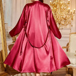 Sexy Minimalist Silk Sleepwear Set Two-Piece Set with Strap Outer Robe Casual Home Clothes Fashionable Simplicity