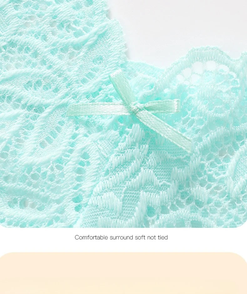 Women's Briefs Sexy Lace Mesh Panties Perspective Underwear Low Waist Solid Color Briefs Breathable Intimates Female Lingerie