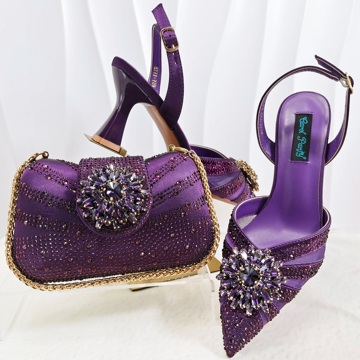 Doershow beautiful Italian Shoes And Bag Sets For Evening Party With Stones Italian Leather Handbags Match Bags!HC1-1