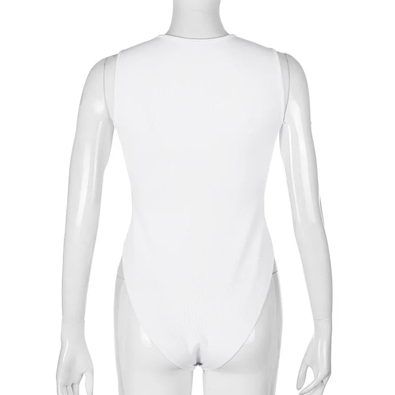 Zipper Bodysuit Sexy Bodysuit Women's Fashion Bodycon Body Basic Top Sleeveless Summer Bodysuit Jumpsuit One Piece
