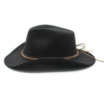 Women Men Retro Felt Jazz Hats Classic Cowboy Hats Wide Brim Cowgirl Sun Hats with Decorative Band