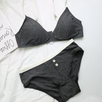 Sexy Women Underwear Set French Thin Cup Deep V Push Up Bra Summer Solid Wire Free Comfort Seamless Lingerie and Bra Briefs Set