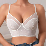 Sexy Vest-Style Lingerie, Slim Fit, Fashionable, Shiny Sequin Mesh, Memory Soft Underwire, Push-Up, Backless Bra
