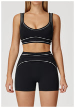 Quick Dry High Waist Yoga Shorts Contrast Color Blocking Splicing Training Sports Pants Push Up Hip Lifting Fitness Yoga Shorts