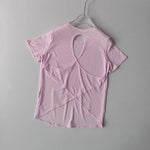 Women's Quick Drying Hollow out Back Sports T-Shirt Yoga Suit Top Short Sleeve Fitness Cover up