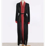 White Chiffon Long Maxi Kimono Cardigan Women Beach Cover Up Embroidery Edge with Belt Tunica Kaftans Femininos Beachwear 2026