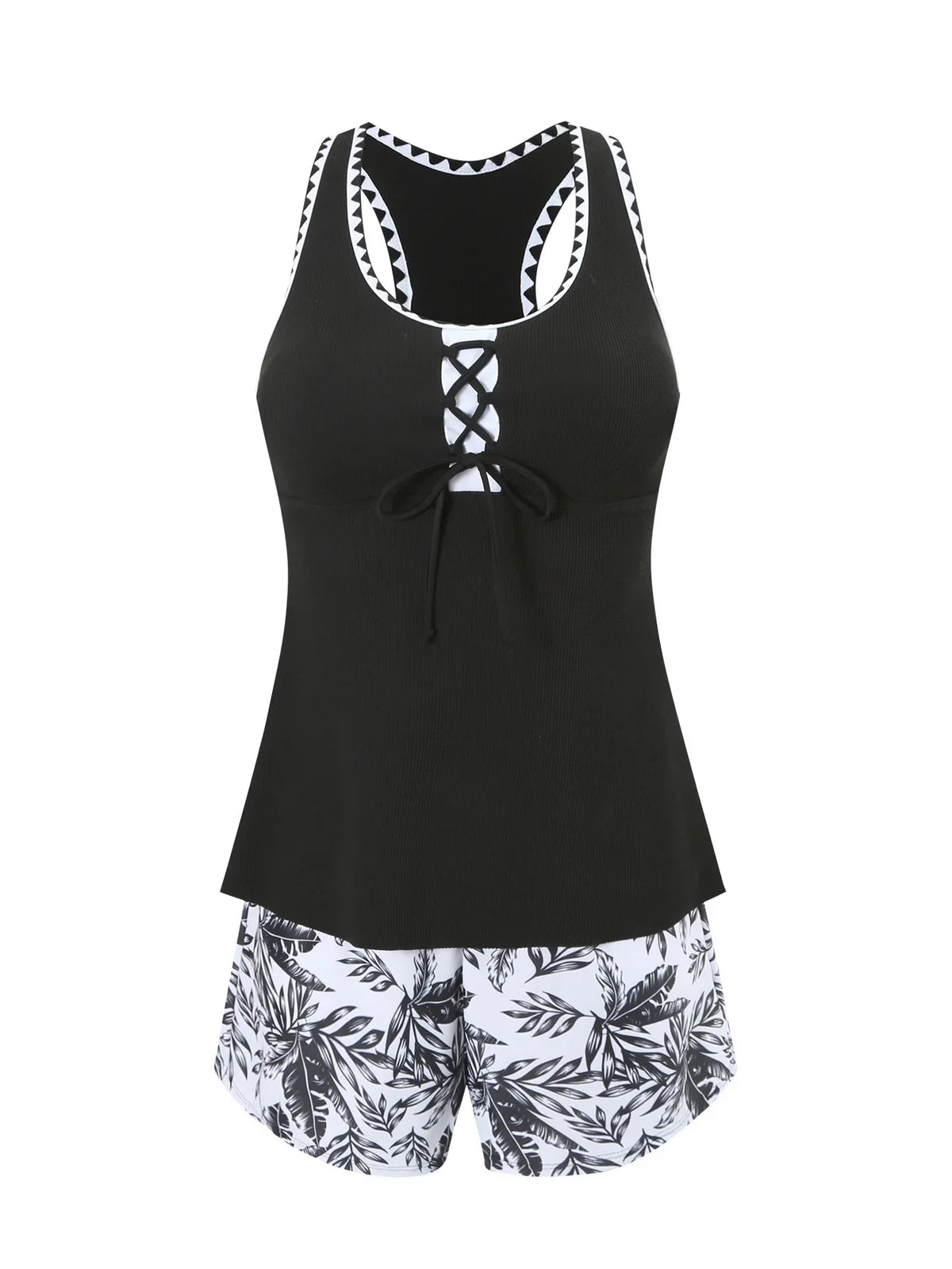 Women's Bathing Suit Two Pieces Tankini Set Summer Sexy Beach Wear High Waisted Print Shorts Swimwear Raceback Women Swimsuit