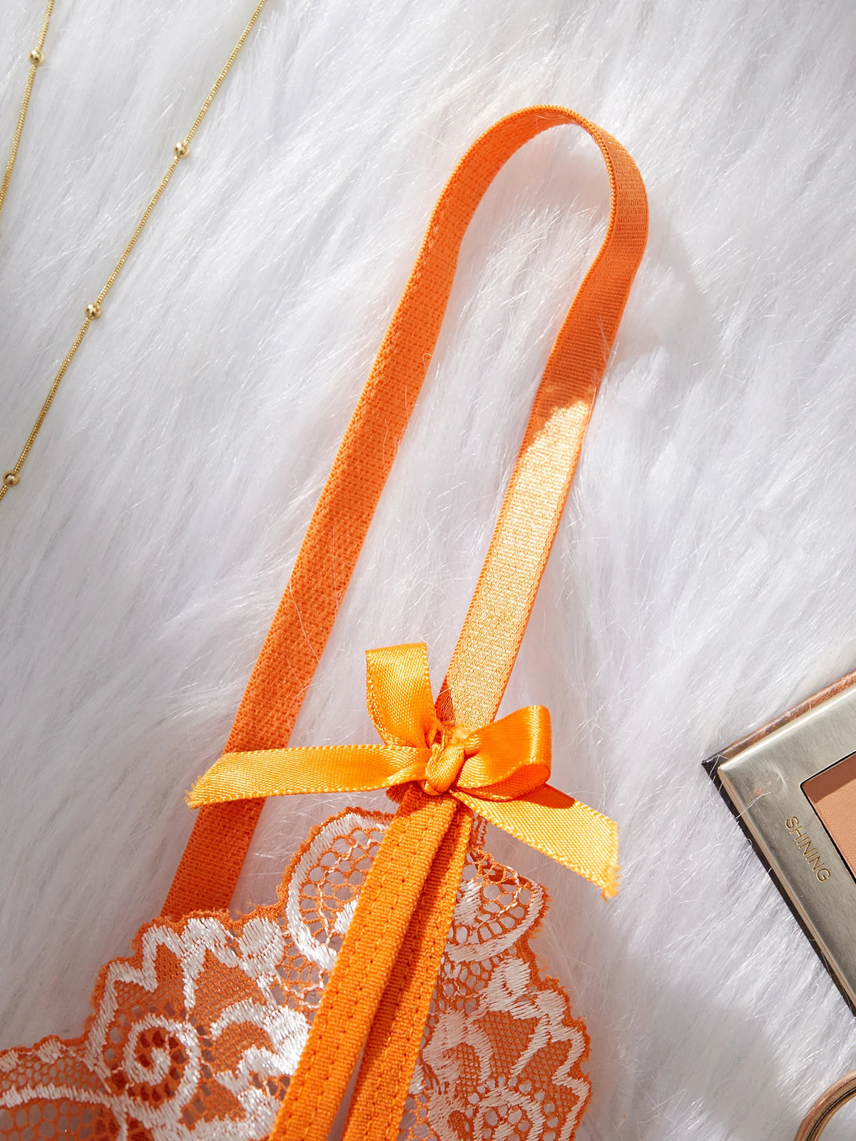 Orange Lace Contrast Set For Women Bra Thongs Sets Summer Female Underwear Matching Suit