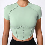 No Padded Women Yoga Sport T Shirts Fitness Clothes Short Sleeve Yoga Shirt Gym Top Running Active Wear Sport Tops