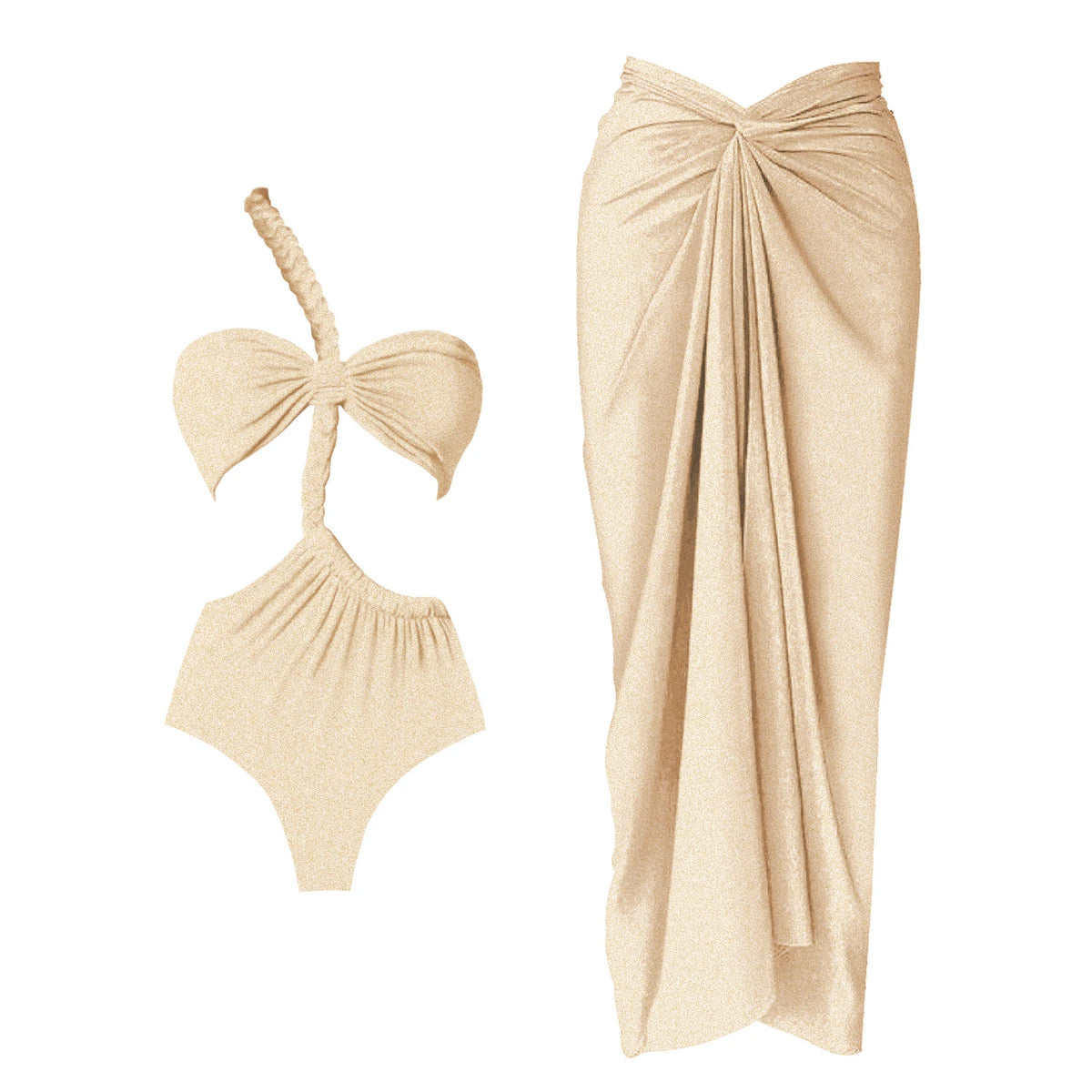 New 3Pcs Crochet Bikini Women Swimsuit Sexy Swimwear Halter Biquini Push Up Swim Suit Strappy Bodysuit Female Bathsuit Beachwear