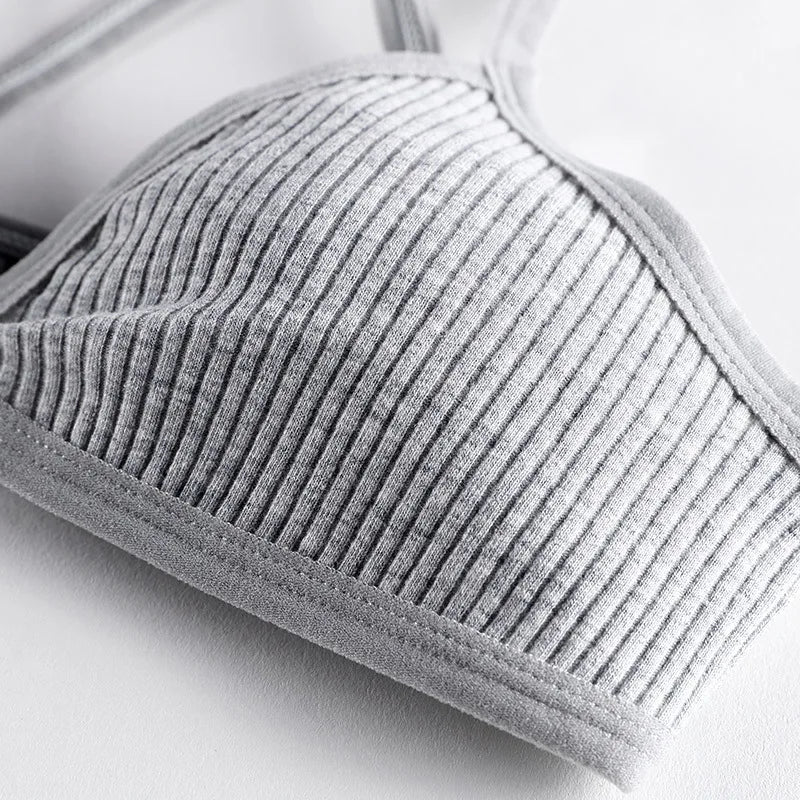 2Pcs/Set Women Ribbed Knit Triangle Bralette Wireless Bra Sexy Lingerie Soft Comfort Underwear Ladies Bra No Pads S-L