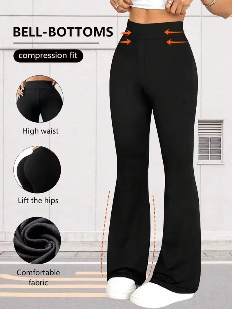 Nude High Waisted Tummy Control Butt Lifting Flare Leggings High Stretch Sports Pants Casual Outdoor Running Yoga Workout Bottom
