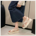 Women's Summer 2026 Thick Heel Fashionable Outdoor Wear Platform Beach Roman Shoes Open Toe Roman Style