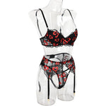 Toucheart Sexy Bra Lingerie 2-piece Set Mesh Transparent Bodysuit Heart Embroidery Lace Hollow Underwear Sexy Bras Body Femme