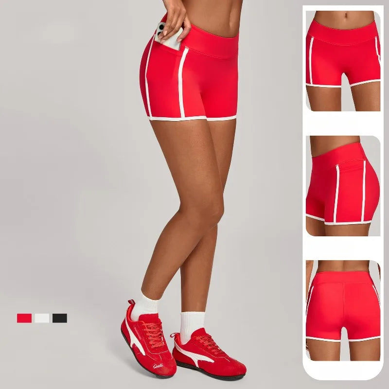 Women's High Waisted Yoga Shorts Slim Fit Hip Lifting Sports Pants Outdoor Running Fitness Gym Workout Shorts
