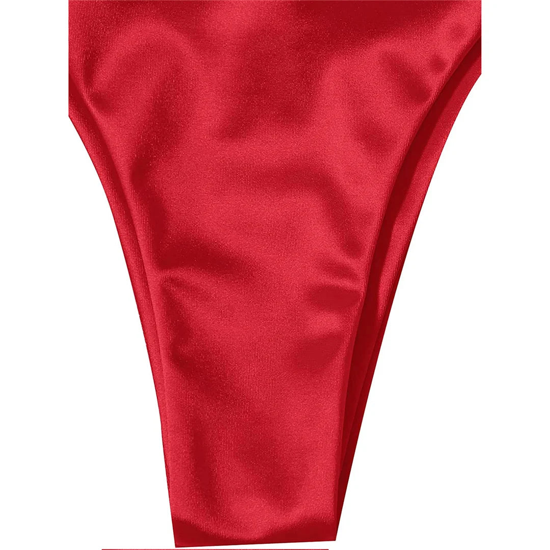 Sexy Satin Halter Brazilian Padded Bikini Female Swimsuit Women Swimwear Two-Pieces Bikini Set Bather Bathing Suit Swim V4966S