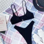 7 Color Sexy Padded Wrinkled Crinkled Bikini Women Swimwear Female Swimsuit Two-Pieces Bikini Set Bather Bathing Suit Swim V3032
